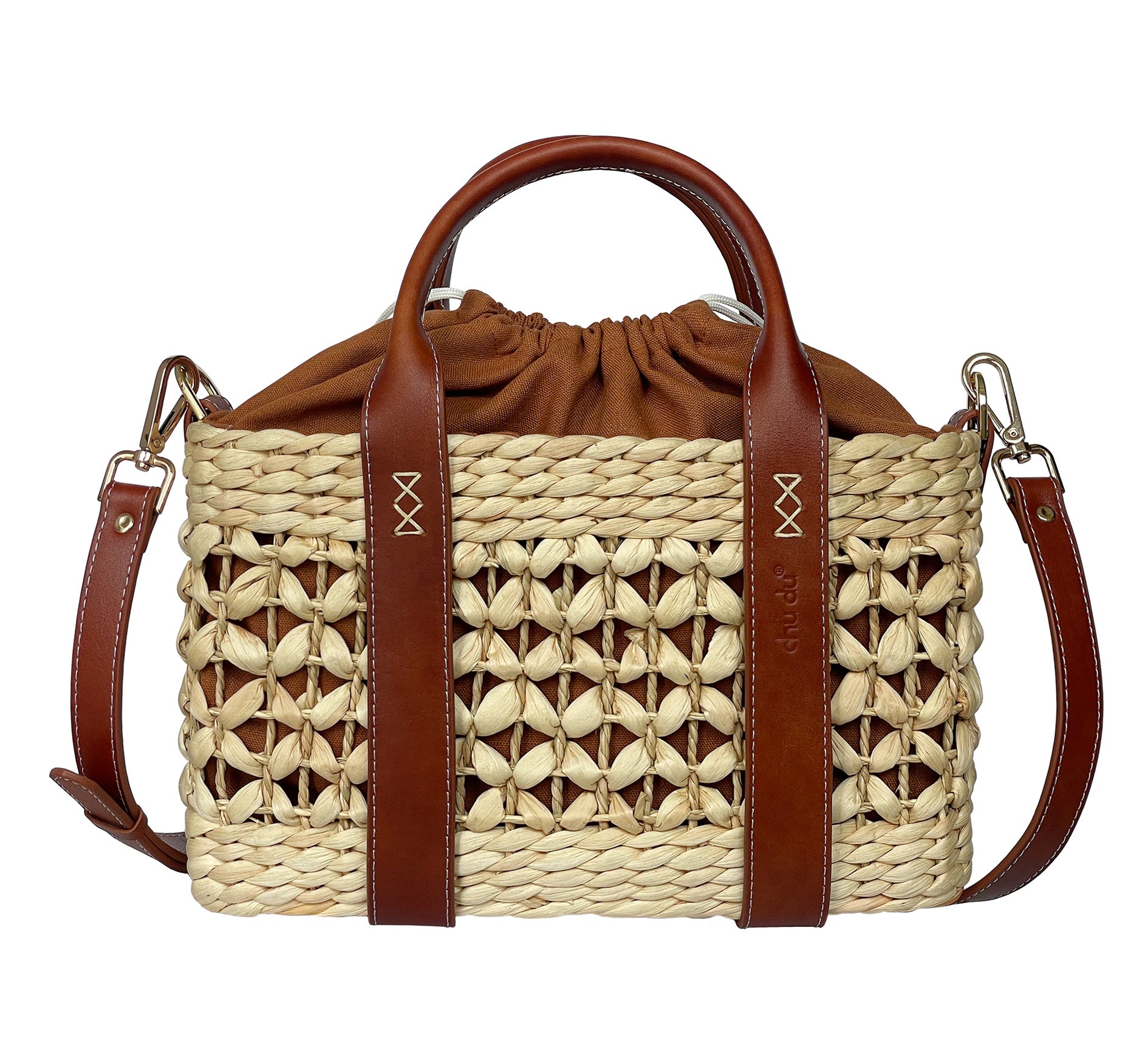 Handmade Medium Little Joy Bag – Sustainable Water Hyacinth Crossbody With Cowhide Leather Strap For Women