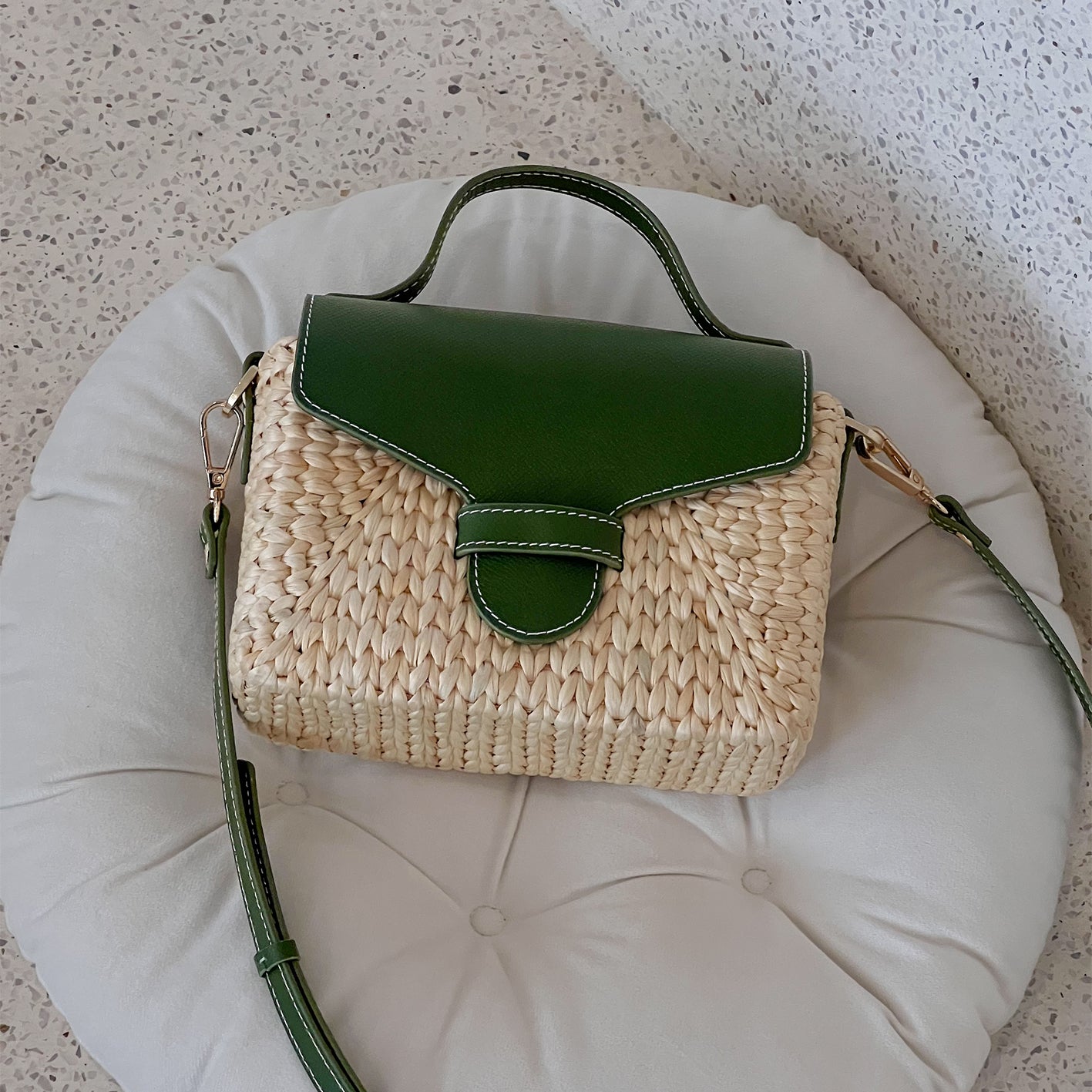 Eco-Friendly Hyacinth Tote – Handmade Straw Bag with Leather Handle | Unique Gift for Her | Small Little Joy