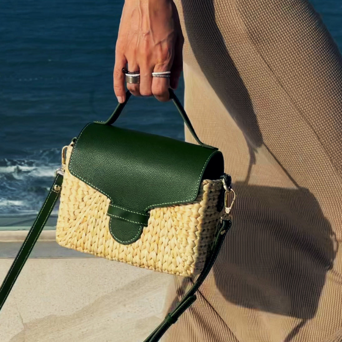 Eco-Friendly Hyacinth Tote – Handmade Straw Bag with Leather Handle | Unique Gift for Her | Small Little Joy