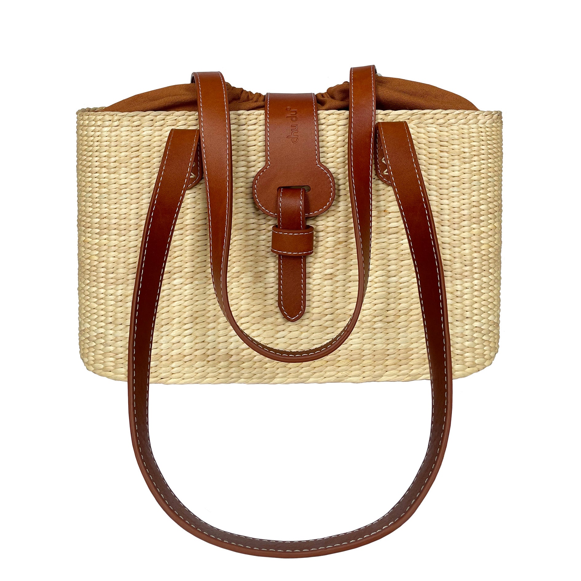 Handmade Square Basket Bag – Sustainable Water Hyacinth Shoulder With Cowhide Leather Strap For Women