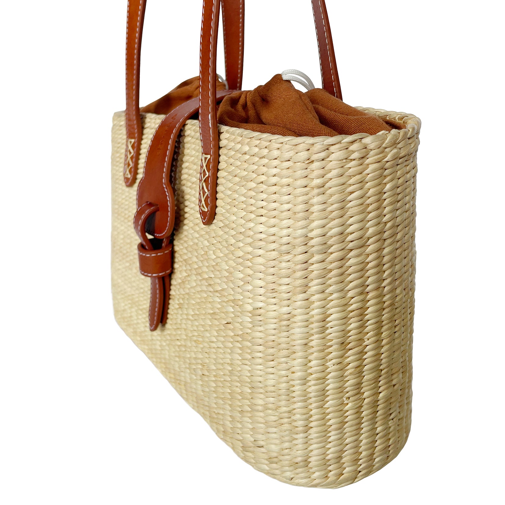 Handmade Square Basket Bag – Sustainable Water Hyacinth Shoulder With Cowhide Leather Strap For Women