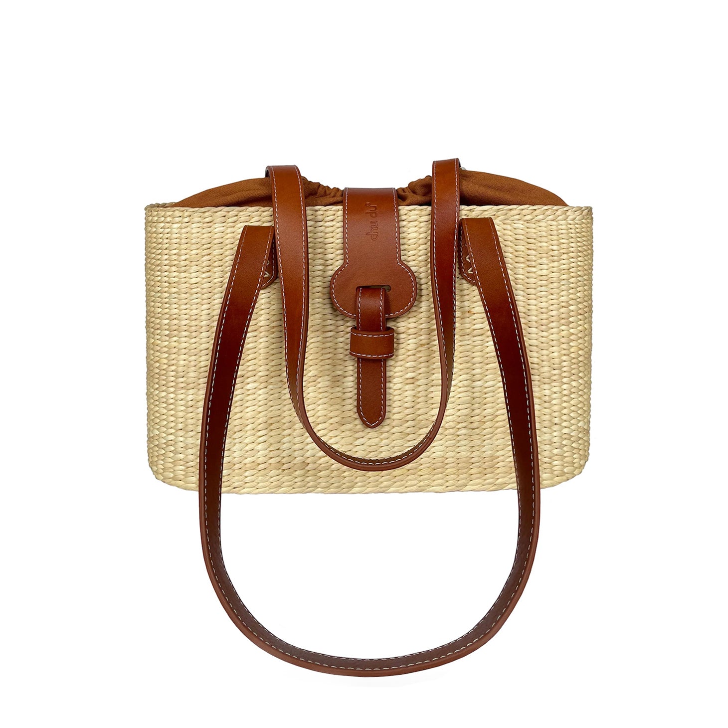 Handmade Square Basket Bag – Sustainable Water Hyacinth Shoulder With Cowhide Leather Strap For Women