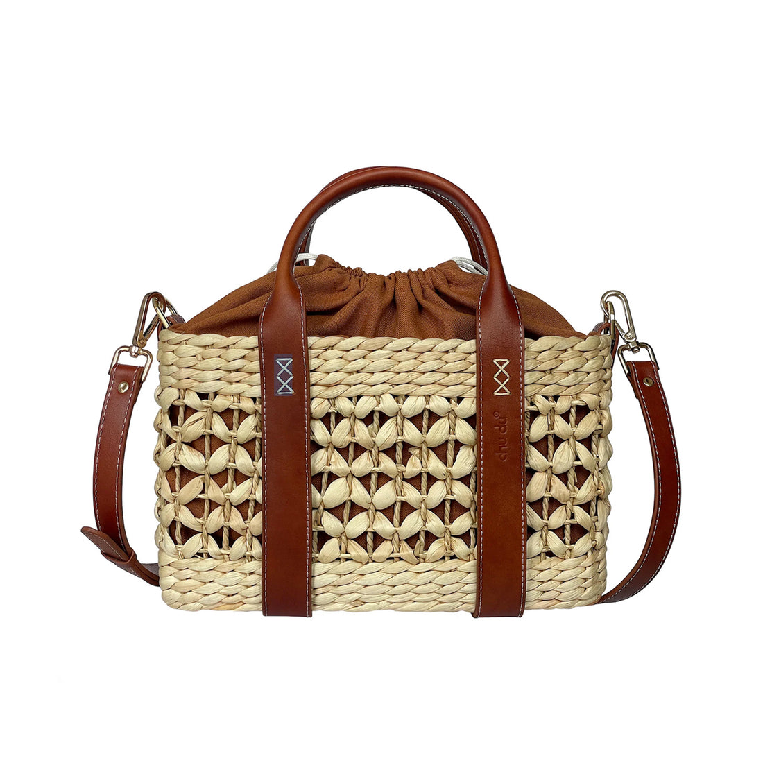 Handmade Medium Little Joy Bag – Sustainable Water Hyacinth Crossbody With Cowhide Leather Strap For Women