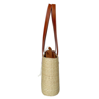 Handmade Square Basket Bag – Sustainable Water Hyacinth Shoulder With Cowhide Leather Strap For Women