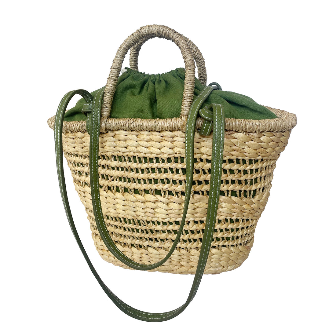 Handmade Summer Beach Bag – Sustainable Water Hyacinth Shoulder With Cowhide Leather Strap For Women