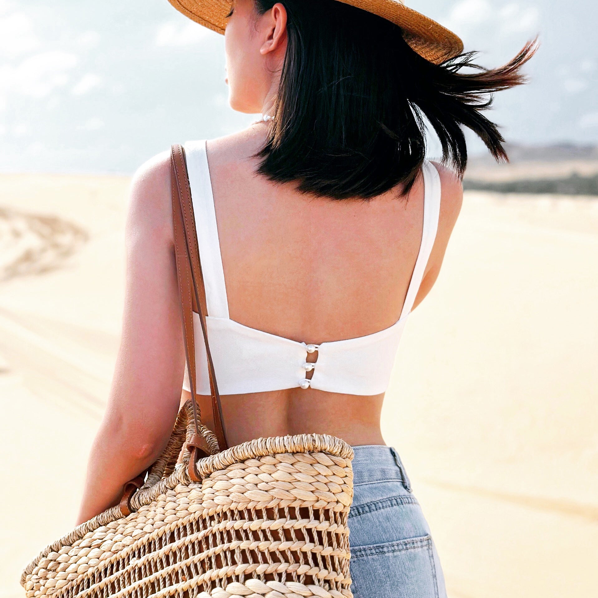 Handmade Summer Beach Bag – Sustainable Water Hyacinth Shoulder With Cowhide Leather Strap For Women