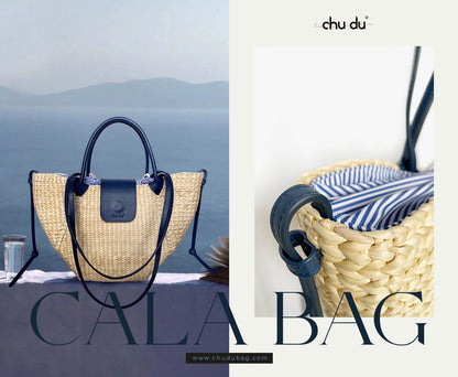 Handmade Cala Bag – Sustainable Water Hyacinth Shoulder With Cowhide Leather Strap For Women
