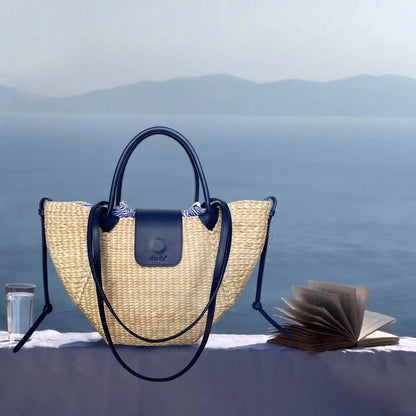 Handmade Cala Bag – Sustainable Water Hyacinth Shoulder With Cowhide Leather Strap For Women