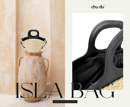 Handmade Isla Bag – Sustainable Water Hyacinth Shoulder With Cowhide Leather Strap For Women