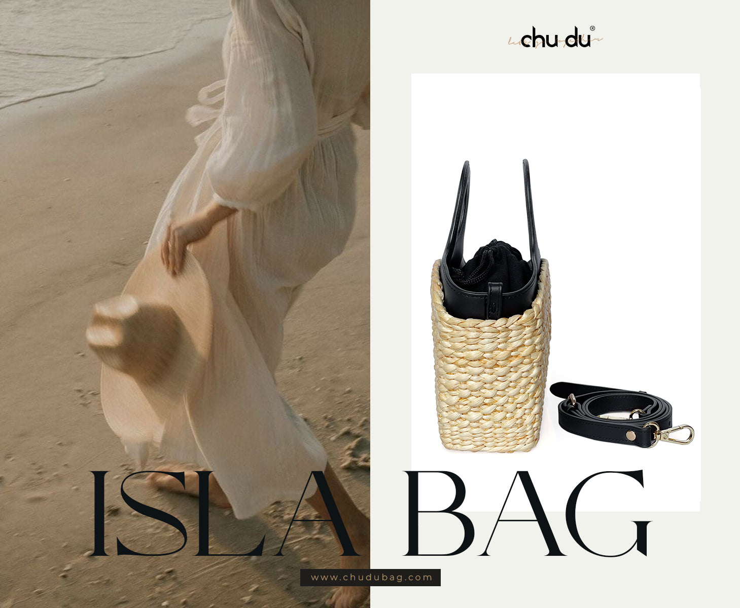 Handmade Isla Bag – Sustainable Water Hyacinth Shoulder With Cowhide Leather Strap For Women