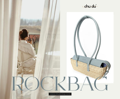 Handmade Rock Bag – Sustainable Water Hyacinth Shoulder With Cowhide Leather Strap For Women